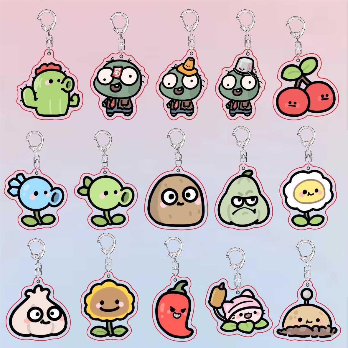 Resin Art Hanging - Portachiavi in Acrilico Plants Vs Zombies,