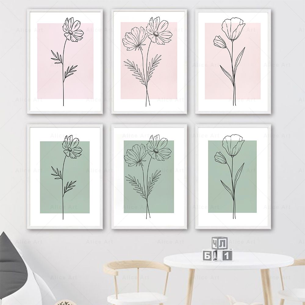 Resin Art Of Flowers - Poster con Fiori in Stile Botanico,