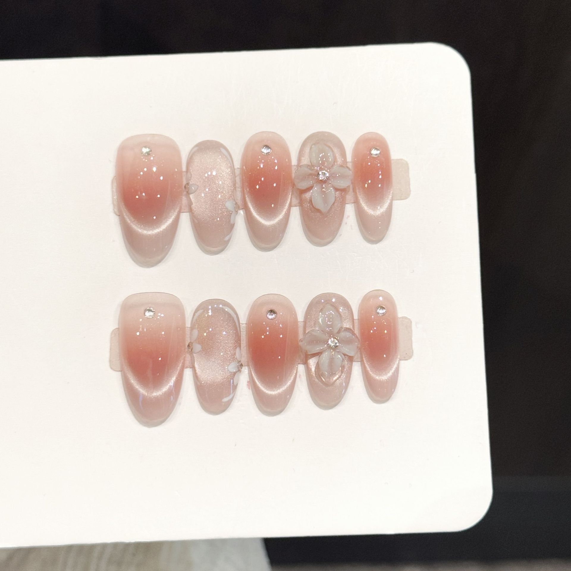 Resin Art Flower - 10 pz Unghie Finte Press-On Fatte
